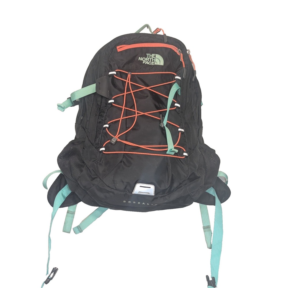 North Face Women's Vault Backpack Black Teal Orange FlexVent Laptop Bag